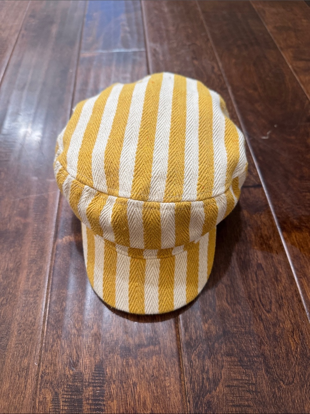 Striped Yellow & Cream Baker Boy Cap - Picture 2 of 6